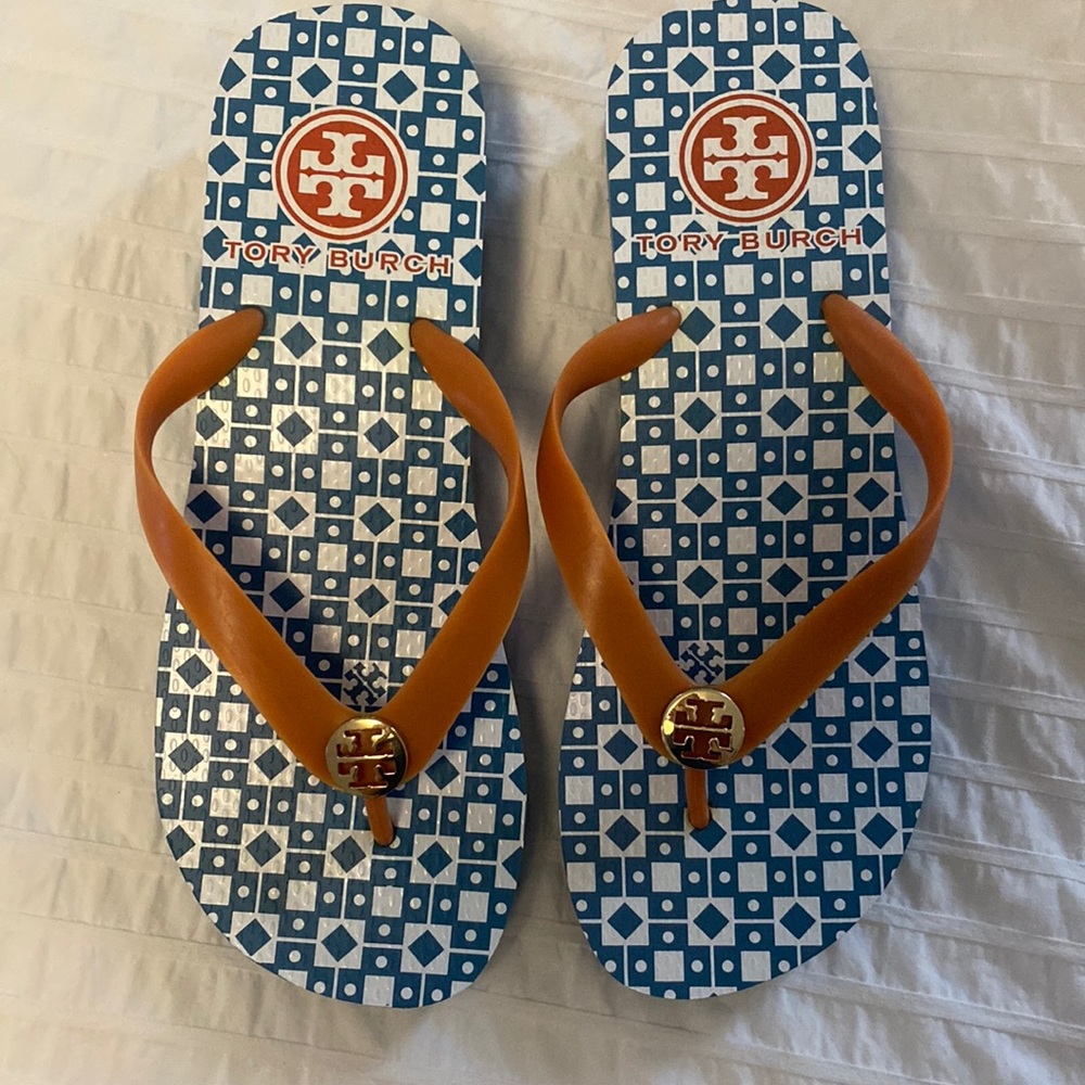 RARE Tory Burch wedge flip flops